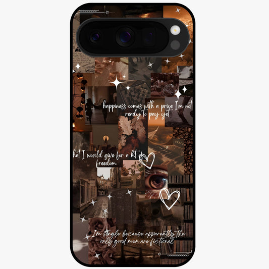 Bittersweet Aesthetic Chaos Glass Case showing flat back view with artistic chaotic aesthetic design and glossy glass finish.