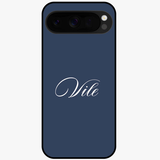 Blue Background Personalized Custom Name Glass Case showing flat back view with minimal blue background and custom name design.