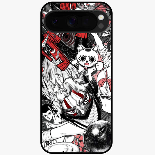 Crimson Chaos Panel Glass Case showing flat back view with bold crimson abstract artwork and glossy glass finish.