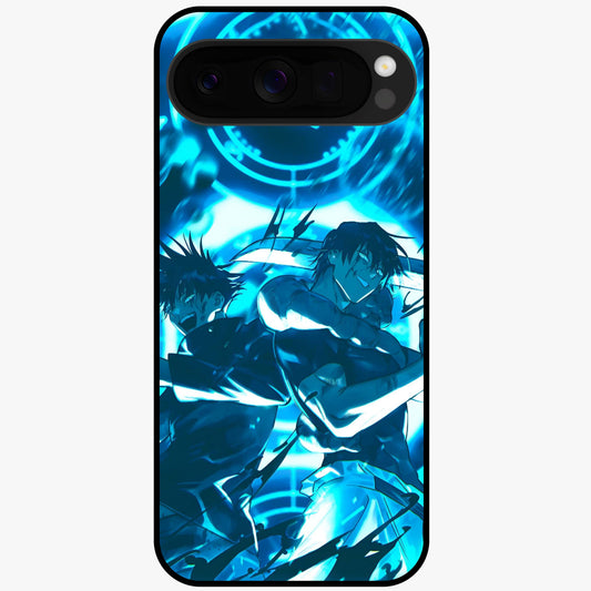 Cursed Energy Clash Glass Case showing flat back view with intense cursed energy artwork and glossy glass finish.