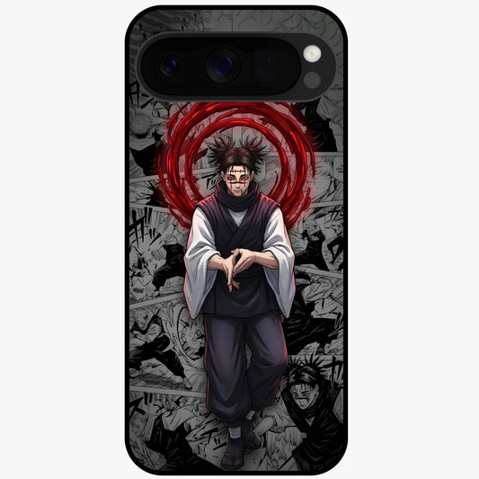 Cursed Ritual Ascension Glass Case showing flat back view with dark ritual themed artwork and glossy glass finish.
