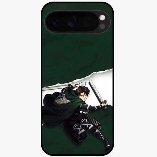 Emerald War Vanguard Glass Case showing flat back view with powerful warrior themed artwork and glossy glass finish.