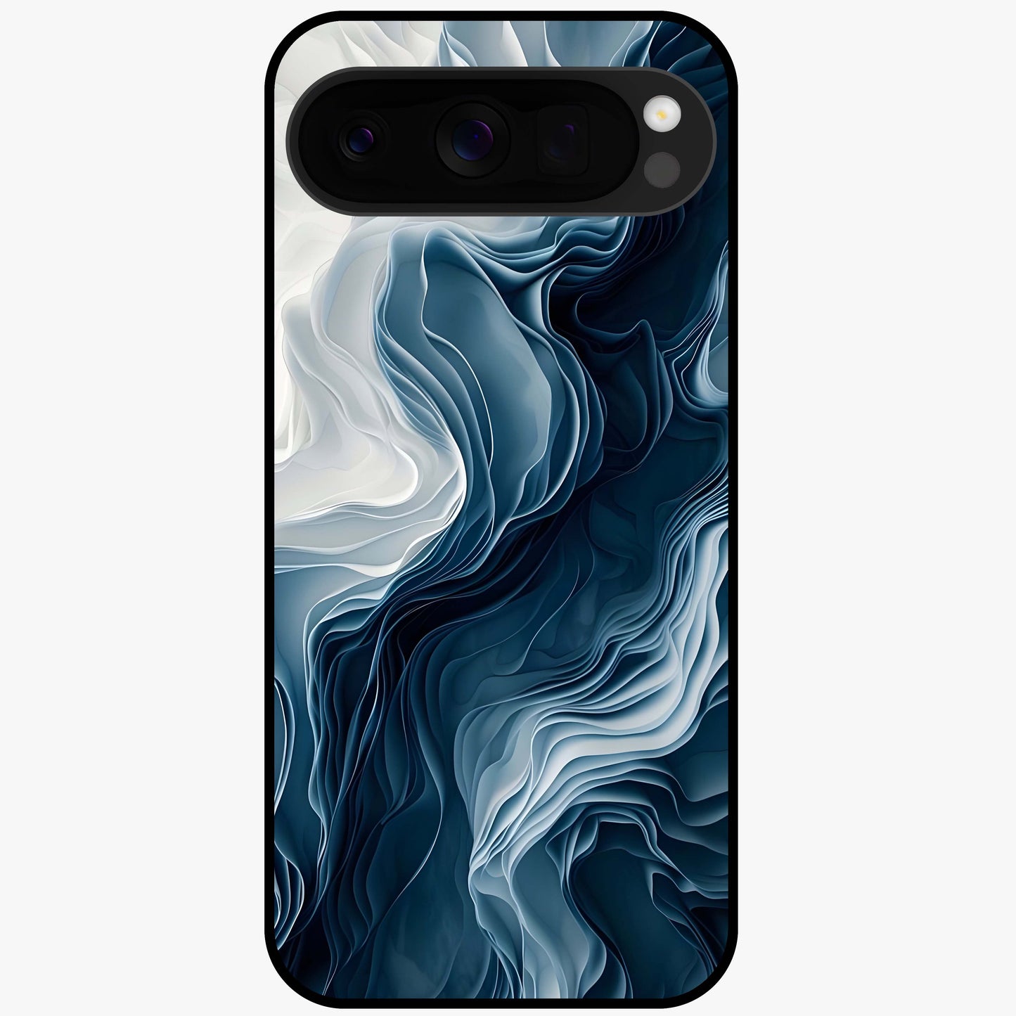 Ethereal Paper Marble Glass Case showing flat back view with soft marble paper texture artwork and glossy glass finish.