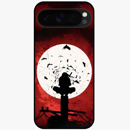 Itachi Limited Edition Naruto Anime Glass Case showing flat back view with iconic anime character artwork and glossy glass finish.