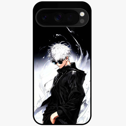 Limitless Shadow King Glass Case showing flat back view with powerful shadow warrior artwork and glossy glass finish.