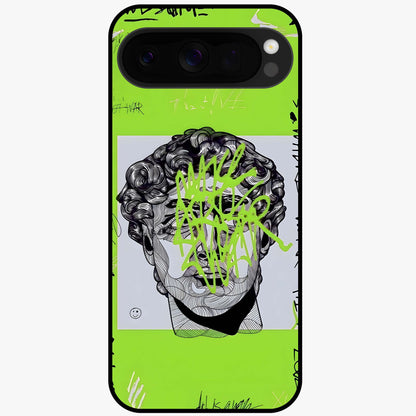 Neo Graffiti Rebellion Glass Case showing flat back view with vibrant graffiti artwork and glossy glass finish.