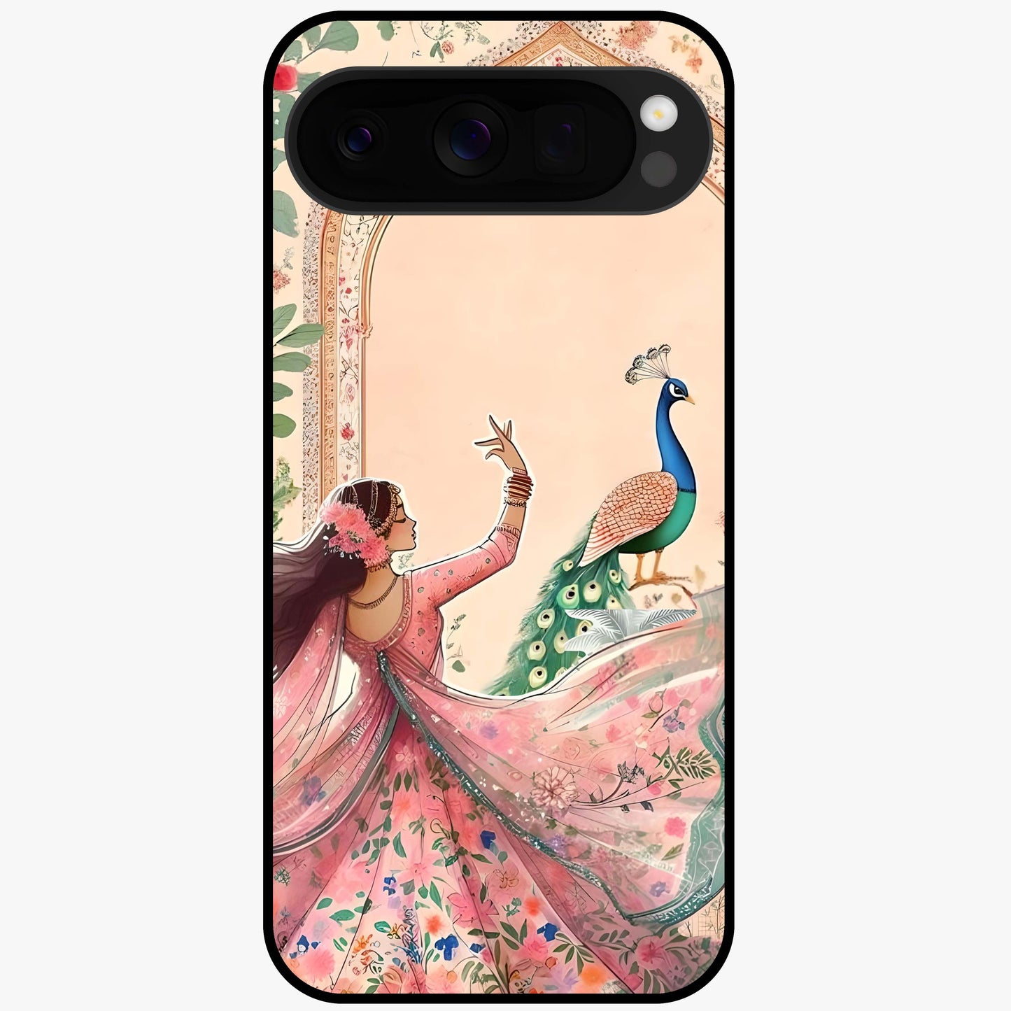 Royal Grace Muse Glass Case showing flat back view with elegant artistic artwork and glossy glass finish.