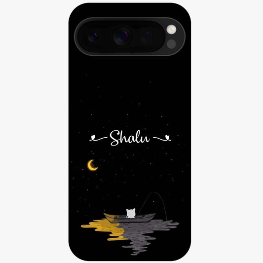 Silent Night Row Glass Case showing flat back view with calm night themed artwork and glossy glass finish.
