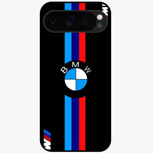 Turbo BMW Beast Glass Case showing flat back view with high performance sports car artwork and glossy glass finish.