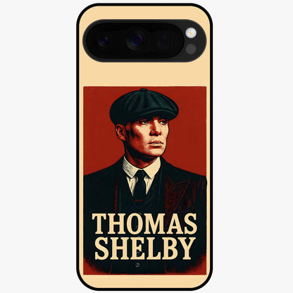 Vintage Mafia Authority Glass Case showing flat back view with bold vintage mafia inspired artwork and glossy glass finish.