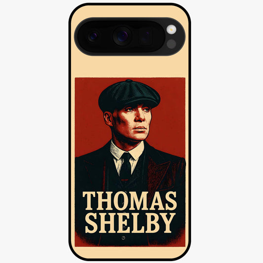 Vintage Mafia Authority Glass Case showing flat back view with bold vintage mafia inspired artwork and glossy glass finish.