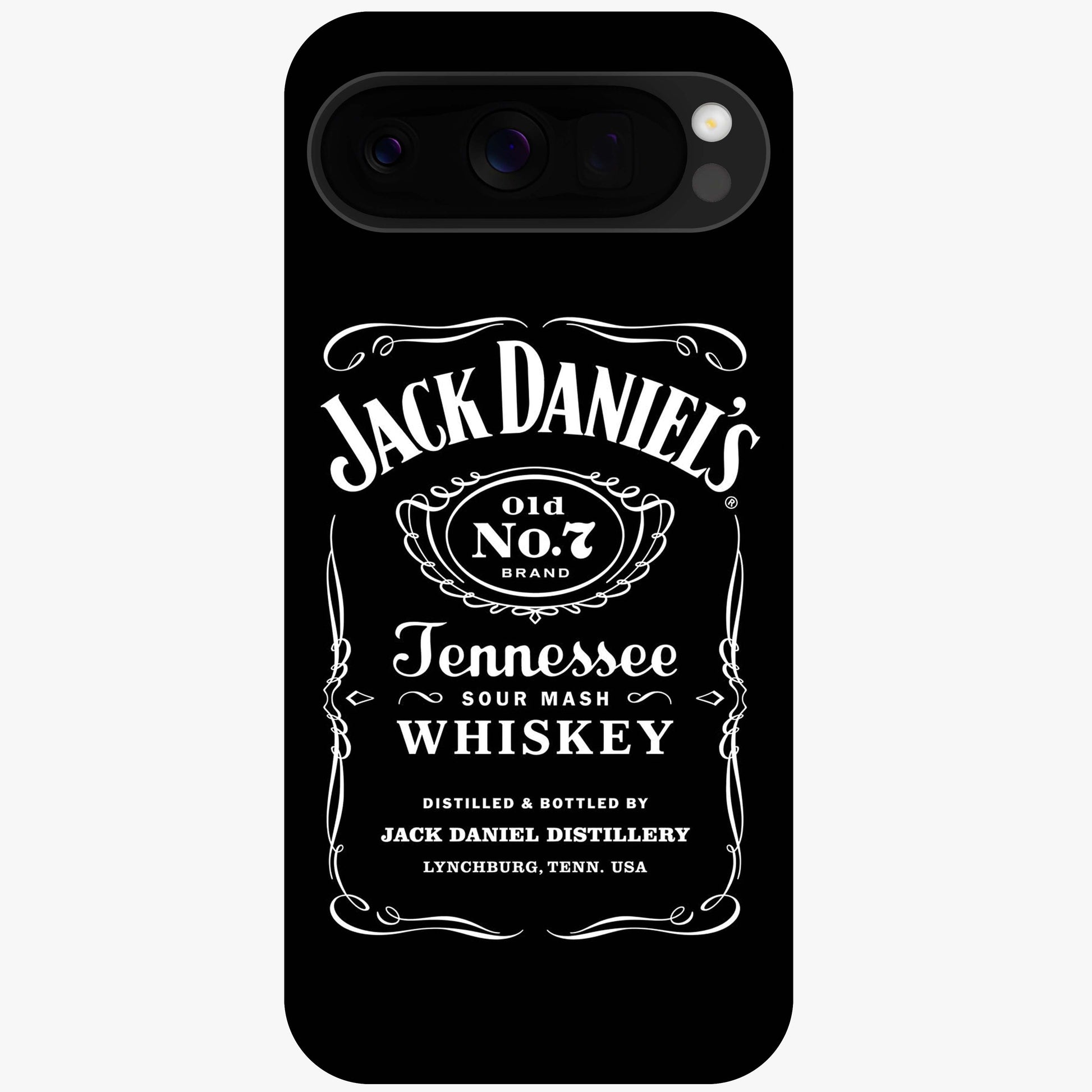 Vintage Whiskey Heritage Glass Case showing flat back view with classic whiskey inspired artwork and glossy glass finish.