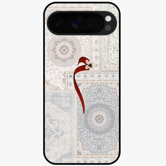 White Aesthetic Bow Glass Case showing flat back view with minimal bow artwork and glossy glass finish.
