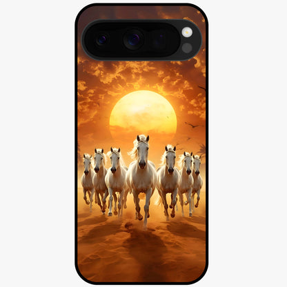 Wild Sunset Majesty Glass Case showing flat back view with majestic sunset landscape artwork and glossy glass finish.