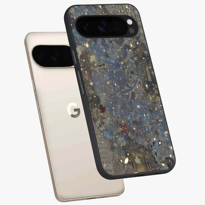 Aesthetic Astrolophia Glass Case displayed in angled mockup highlighting artistic aesthetic elements and smooth glass surface.