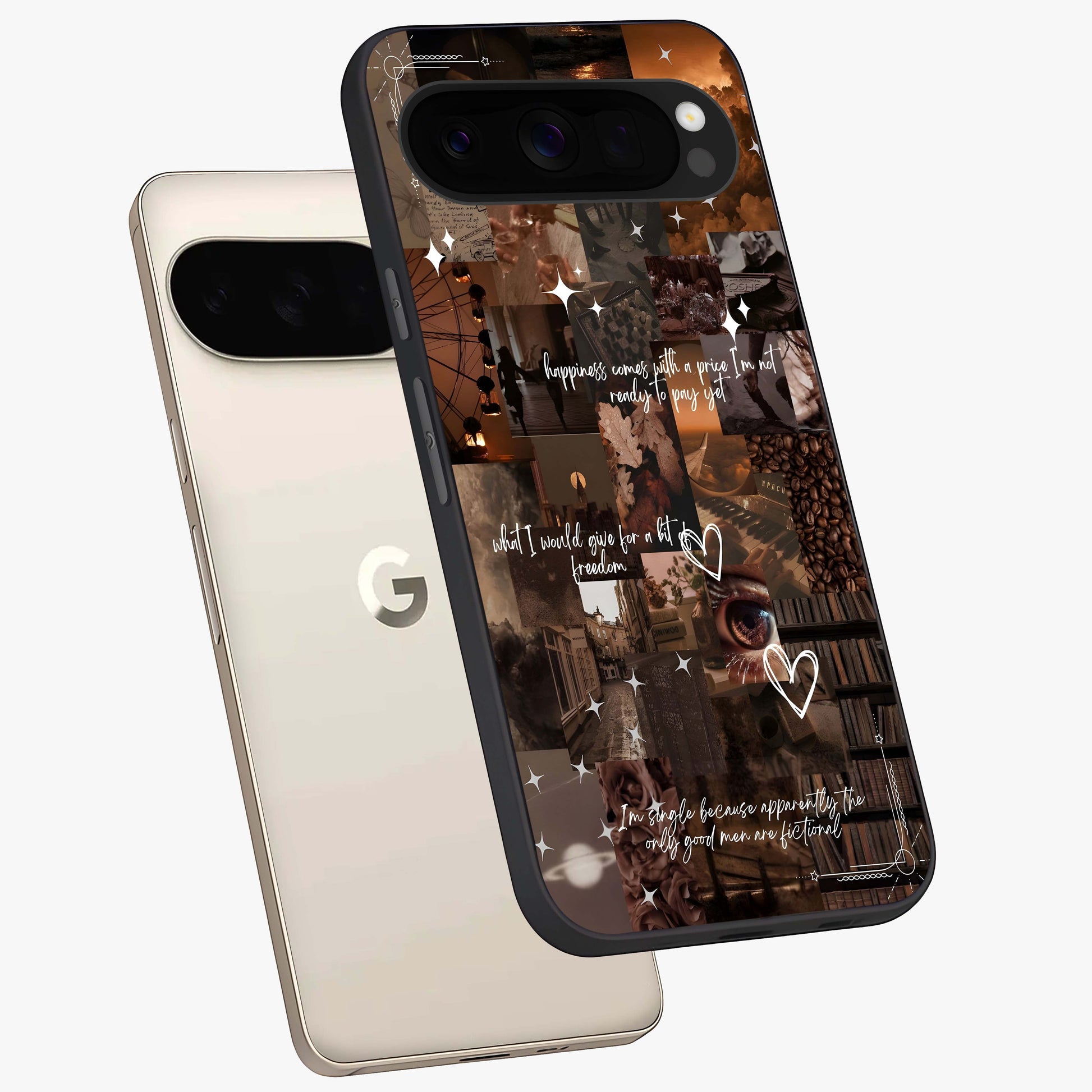 Bittersweet Aesthetic Chaos Glass Case displayed in angled mockup highlighting expressive abstract artwork and edgy aesthetic theme.