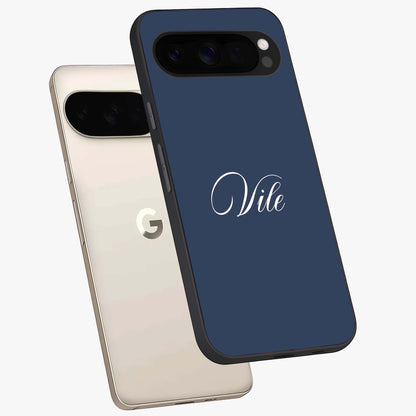 Blue Vintage Floral Pattern Glass Case showing flat back view with elegant vintage floral artwork and glossy glass finish.