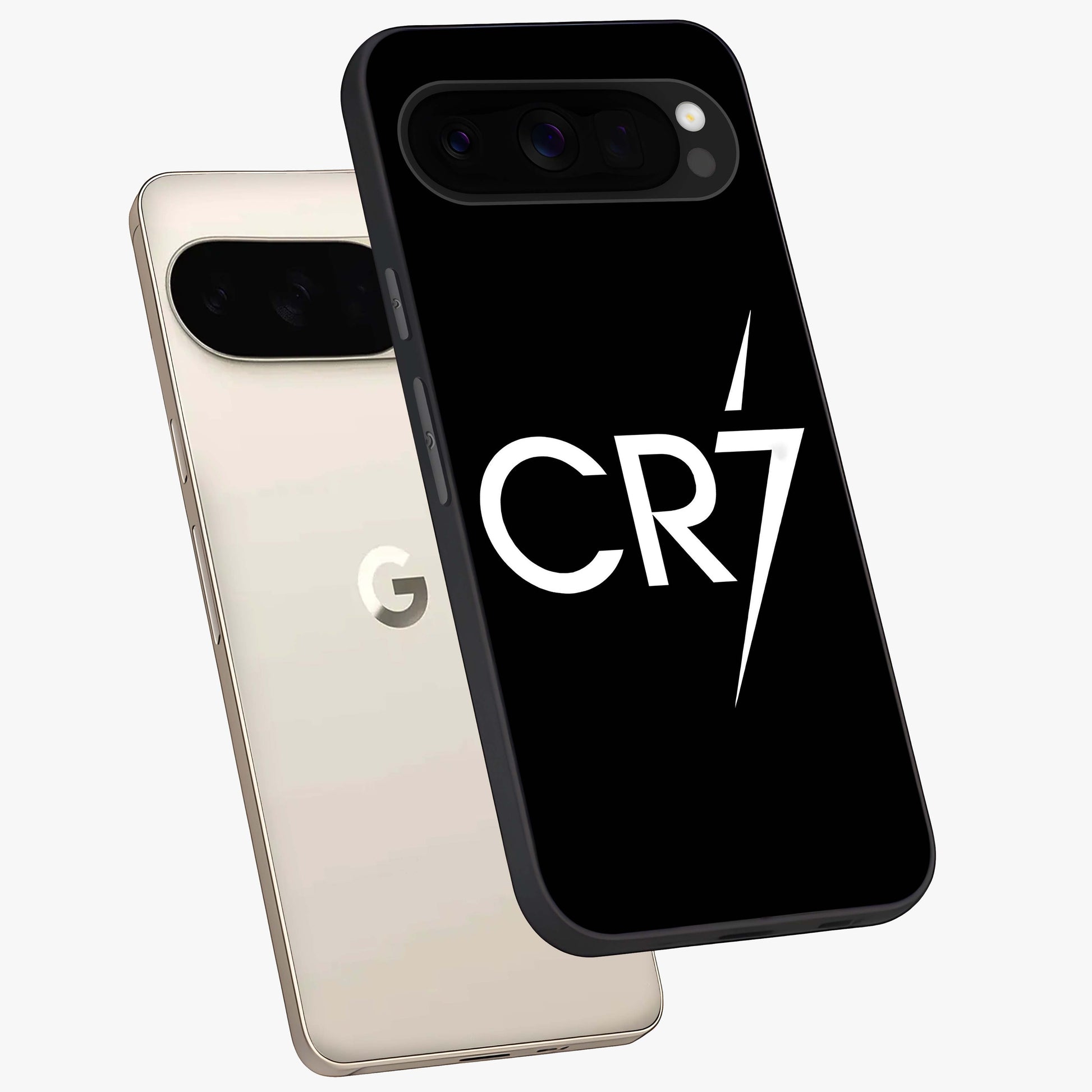 Cr7 Elite Strike Glass Case displayed in angled mockup highlighting powerful sports graphic with bold athletic theme.