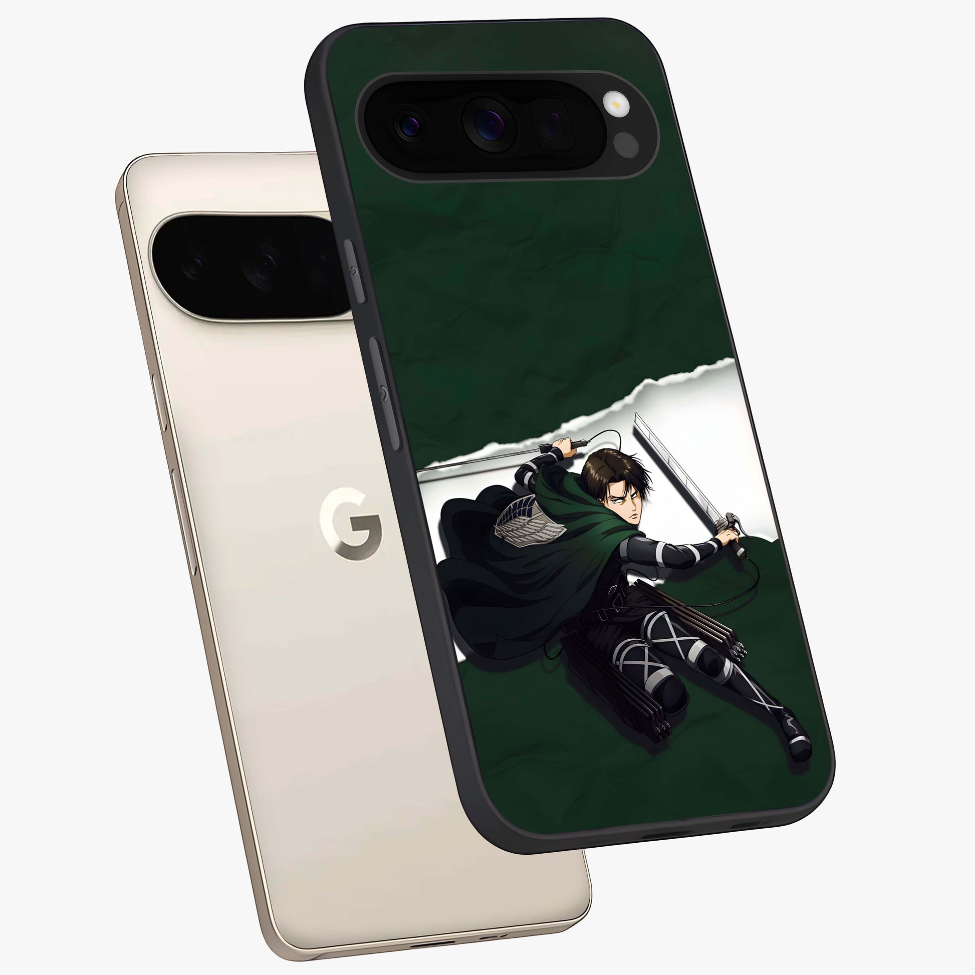 Emerald War Vanguard Glass Case displayed in angled mockup highlighting intense battle inspired design with emerald tone aesthetic.