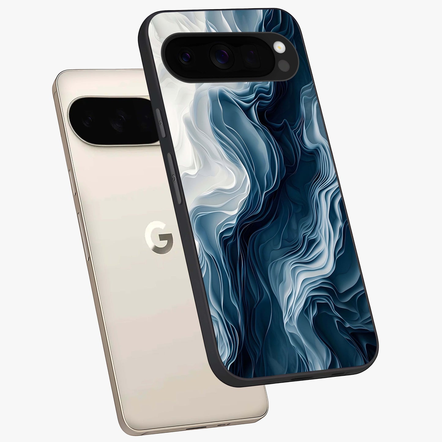 Ethereal Paper Marble Glass Case displayed in angled mockup highlighting elegant marble pattern with modern aesthetic style.