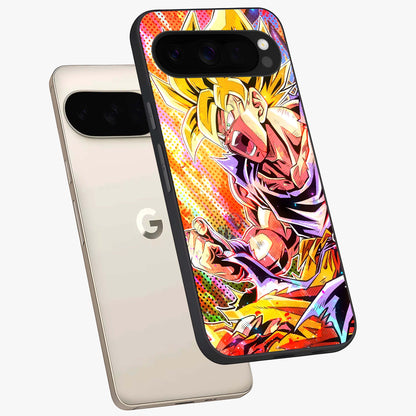Firing Goku Glass Case displayed in angled mockup highlighting dynamic anime character design with action aesthetic.
