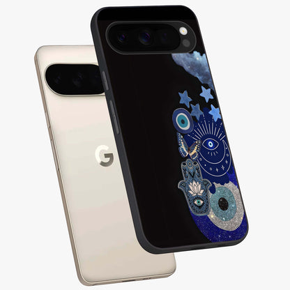 Galactic Charm Cluster Glass Case displayed in angled mockup highlighting luminous galaxy inspired design with dreamy aesthetic.