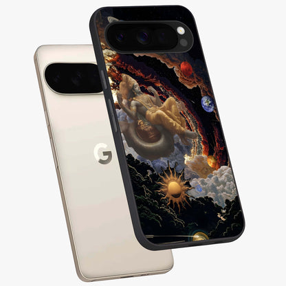 Galactic Divine God Glass Case displayed in angled mockup highlighting powerful celestial deity illustration with galactic aesthetic.