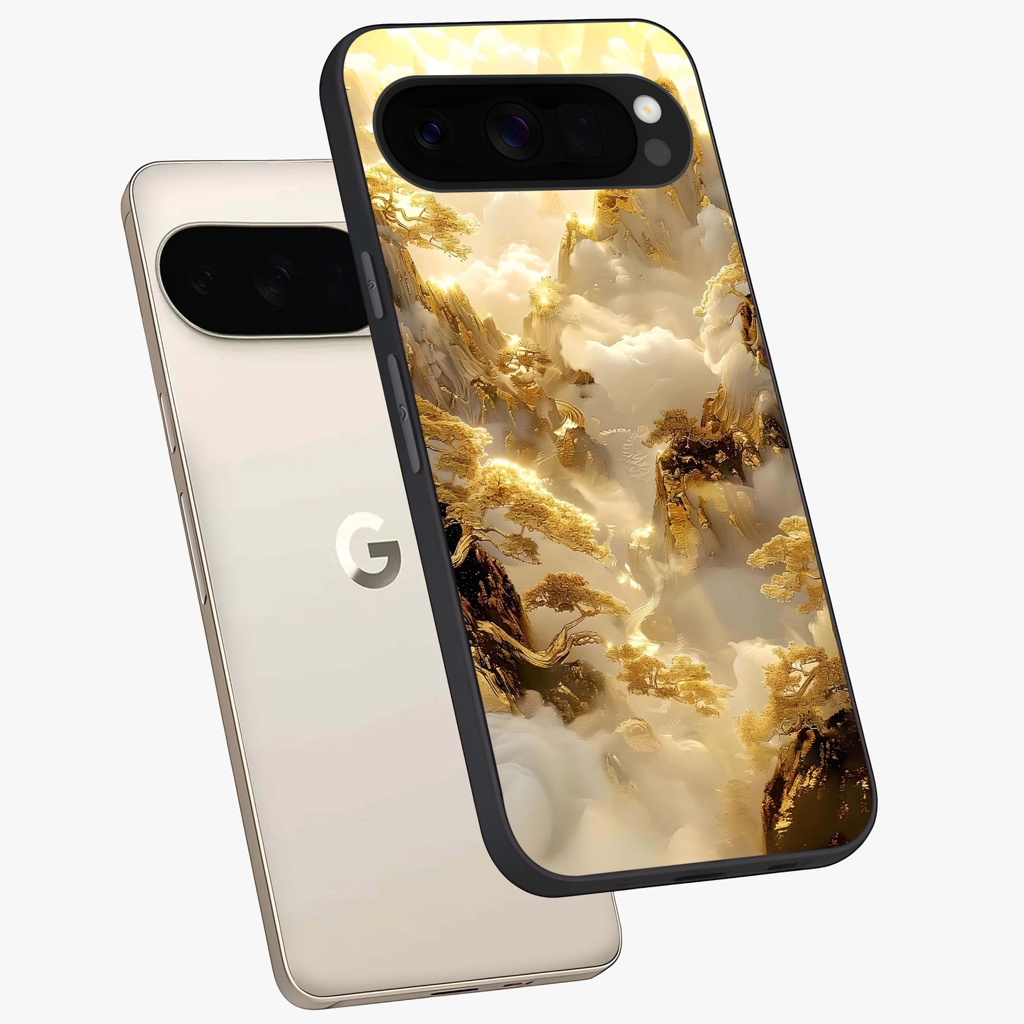 Gates Of Illumination Glass Case displayed in angled mockup highlighting radiant portal inspired design with fantasy aesthetic.