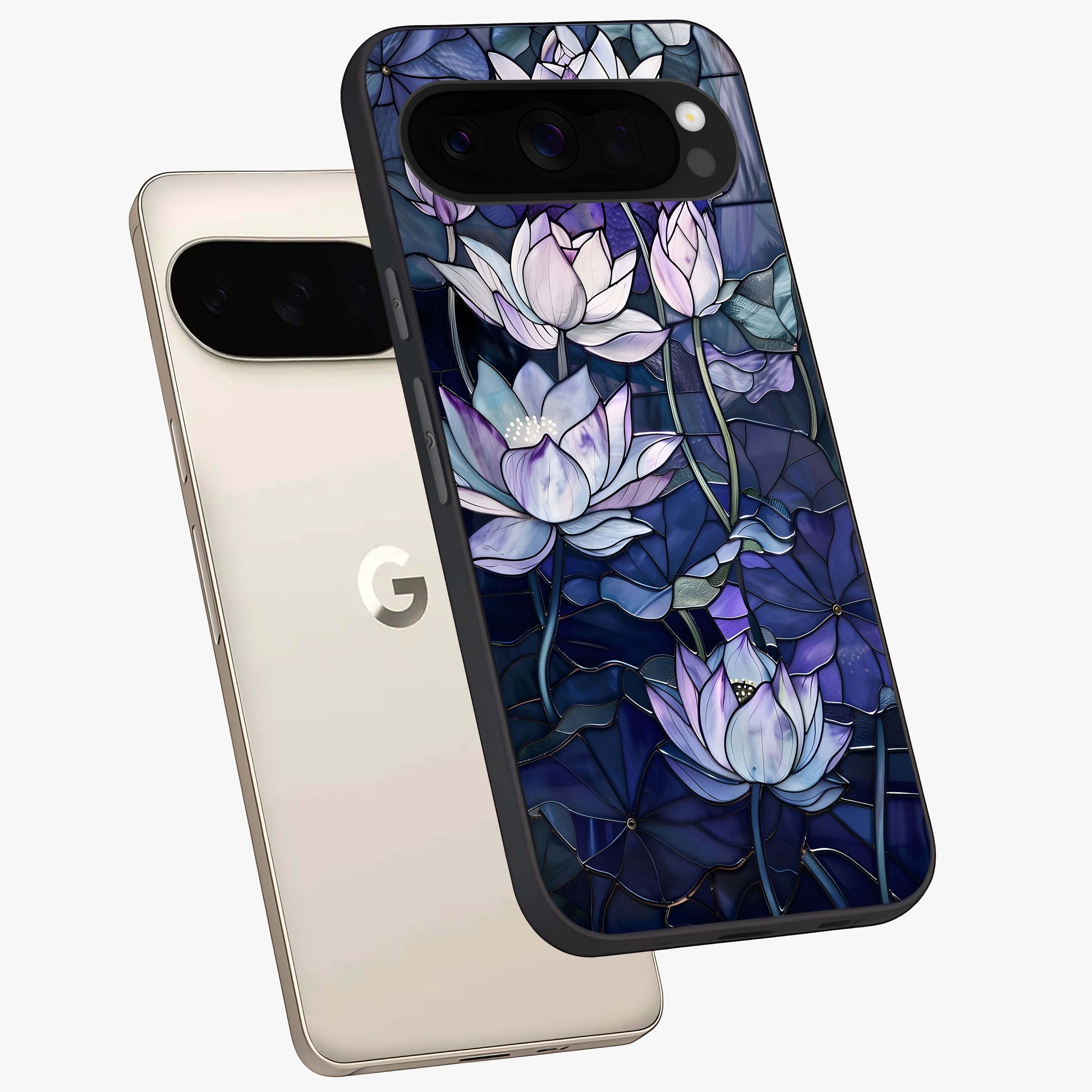 Gloss Petal Rush Glass Case displayed in angled mockup highlighting vibrant petal design with elegant floral aesthetic.