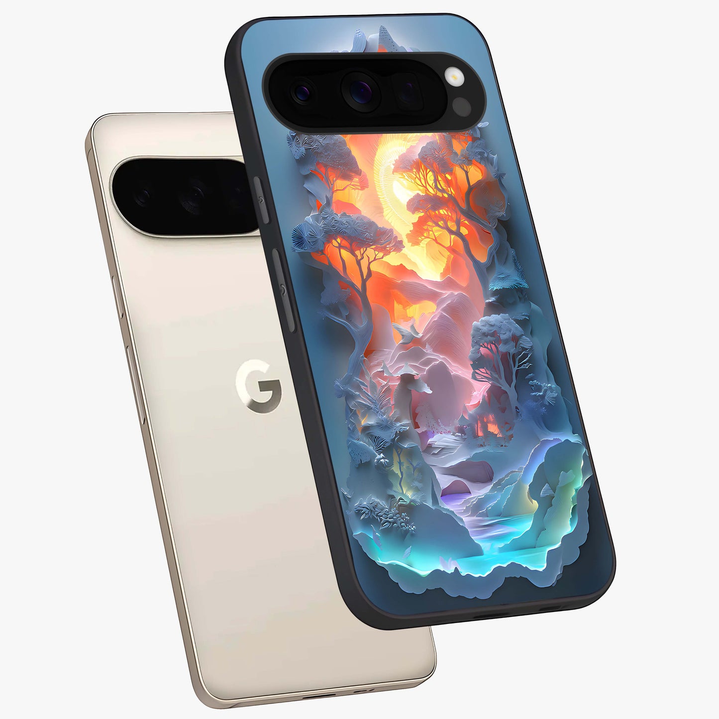Glow Forest Portal Glass Case displayed in angled mockup highlighting mystical forest design with magical glowing aesthetic.