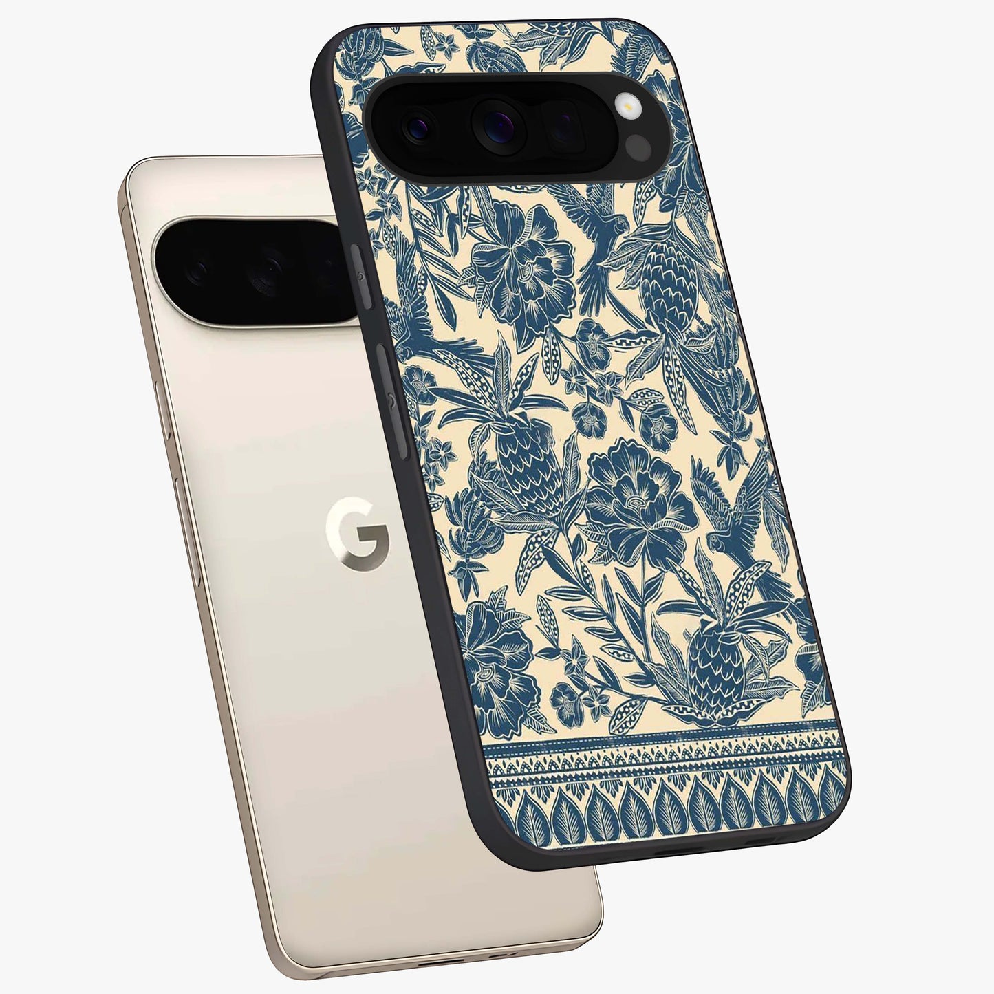 Heirloom Wild Bloom Glass Case displayed in angled mockup highlighting botanical bloom design with classic aesthetic style.