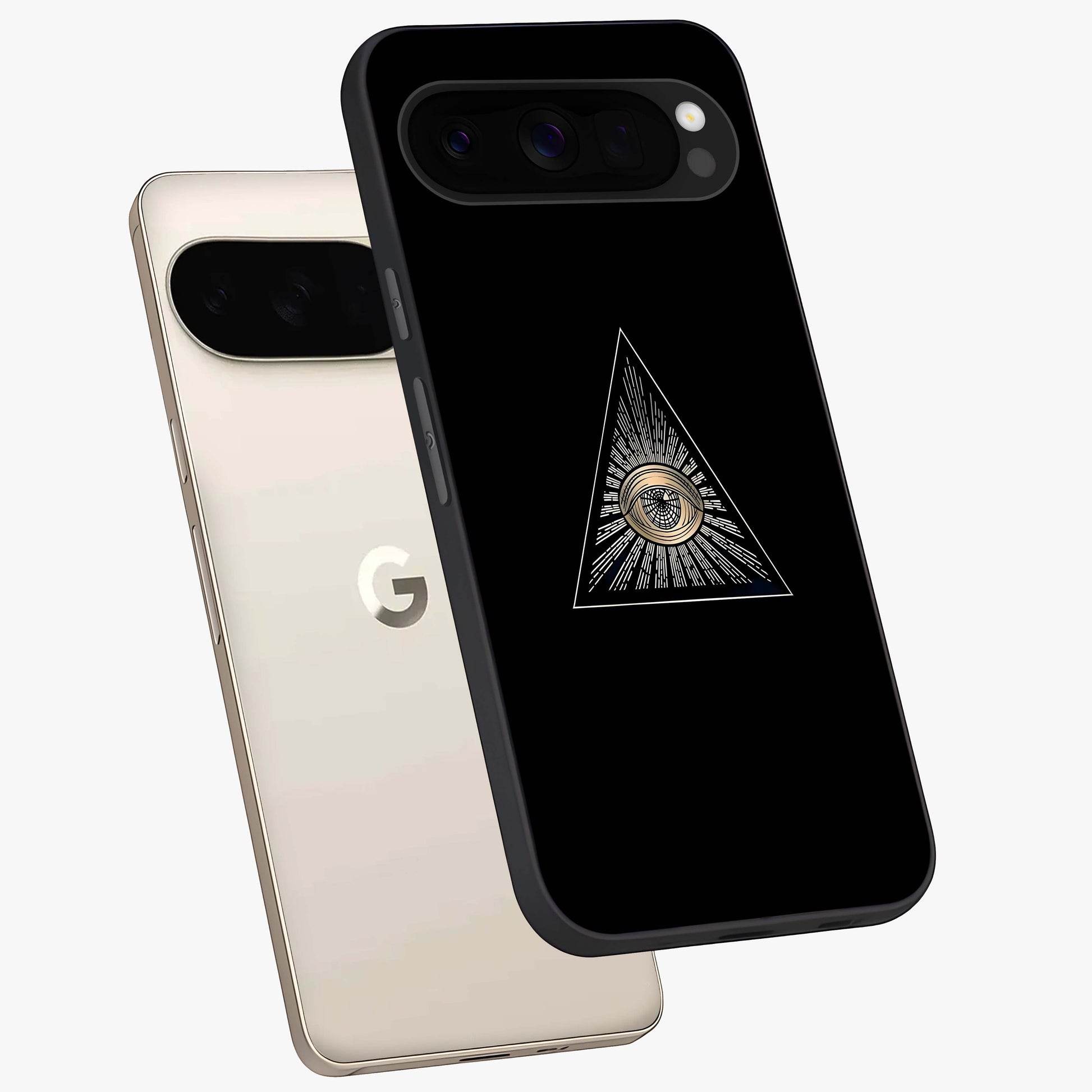 Illuminati Evil Glass Case displayed in angled mockup highlighting dark occult inspired design with bold aesthetic style.