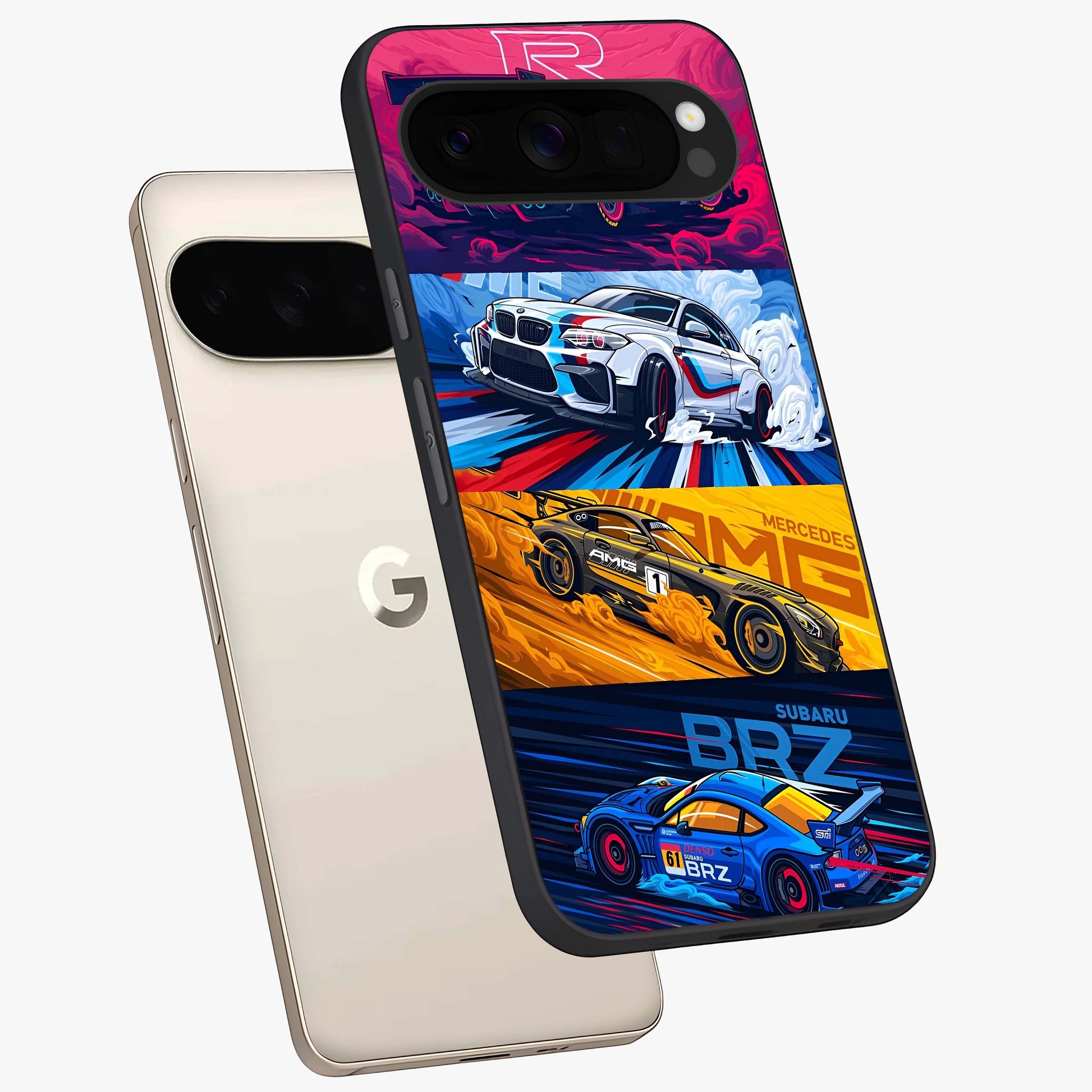 JDM Sports Car Glass Case displayed in angled mockup highlighting sleek Japanese racing car design with automotive aesthetic.