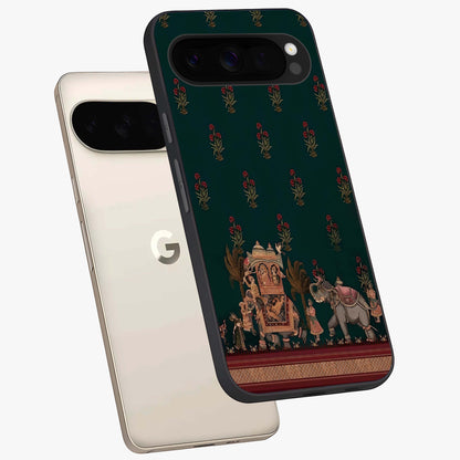 Macmerise Glass Case displayed in angled mockup highlighting trendy graphic design with sleek aesthetic style.