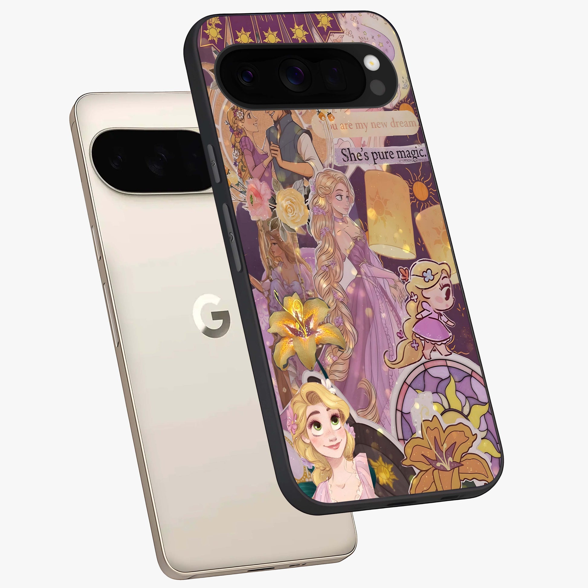 Magical Tangled Dream Glass Case displayed in angled mockup highlighting whimsical fantasy design with magical aesthetic.