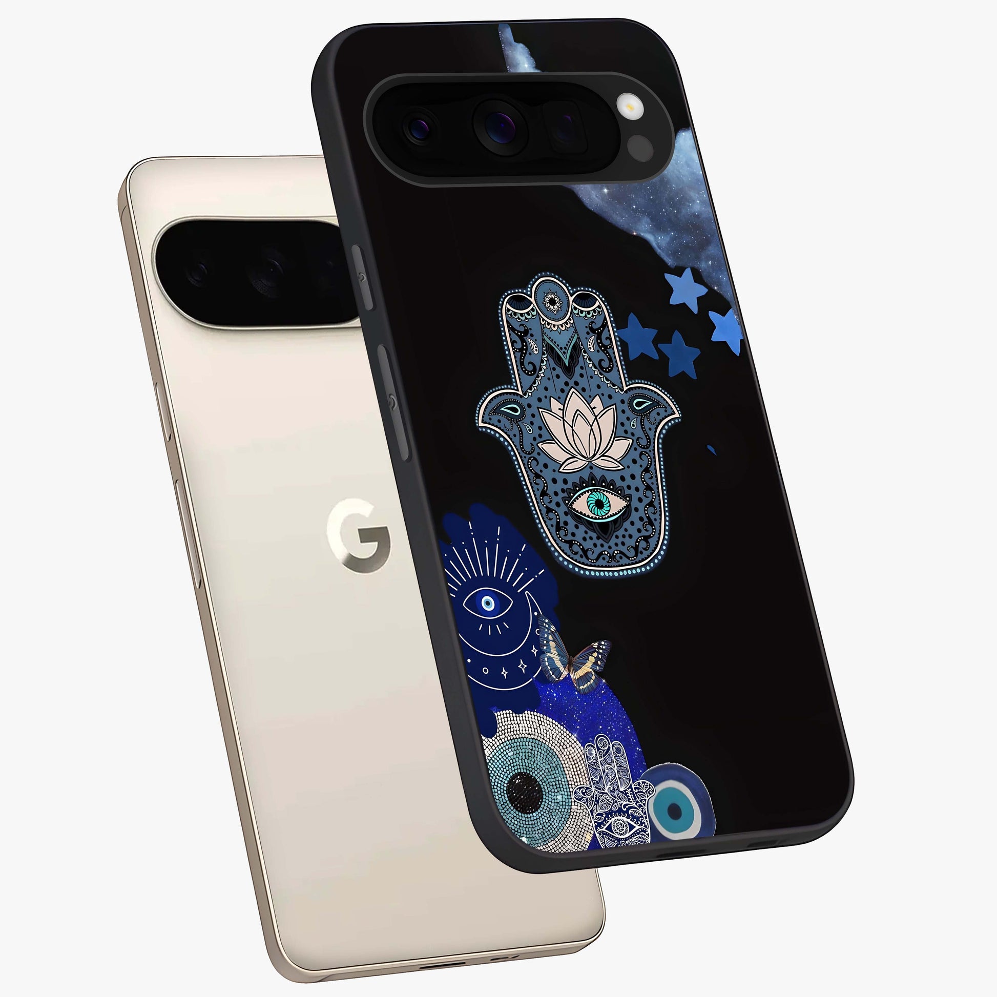 Mystic Hand Aura Glass Case displayed in angled mockup highlighting magical aura design with spiritual aesthetic style.