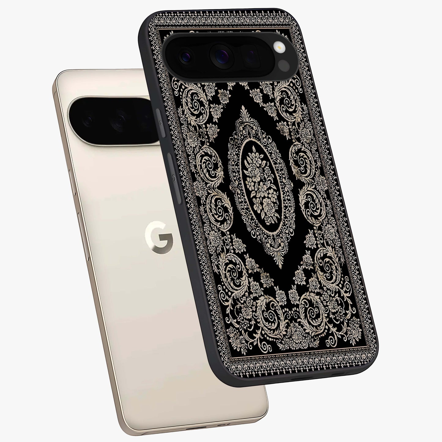 Noir Bloom Elegance Glass Case displayed in angled mockup highlighting refined flower design with stylish noir aesthetic.