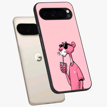 Pink Panther Glass Case displayed in angled mockup highlighting playful cartoon character design with vibrant pink aesthetic.