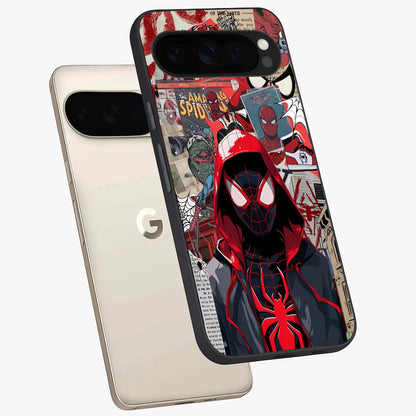 Spider Collage Street Glass Case displayed in angled mockup highlighting dynamic street style collage design with comic aesthetic.