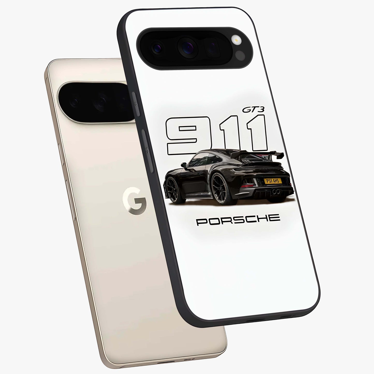 Turbo Legacy Icon Glass Case displayed in angled mockup highlighting dynamic automotive design with performance aesthetic.