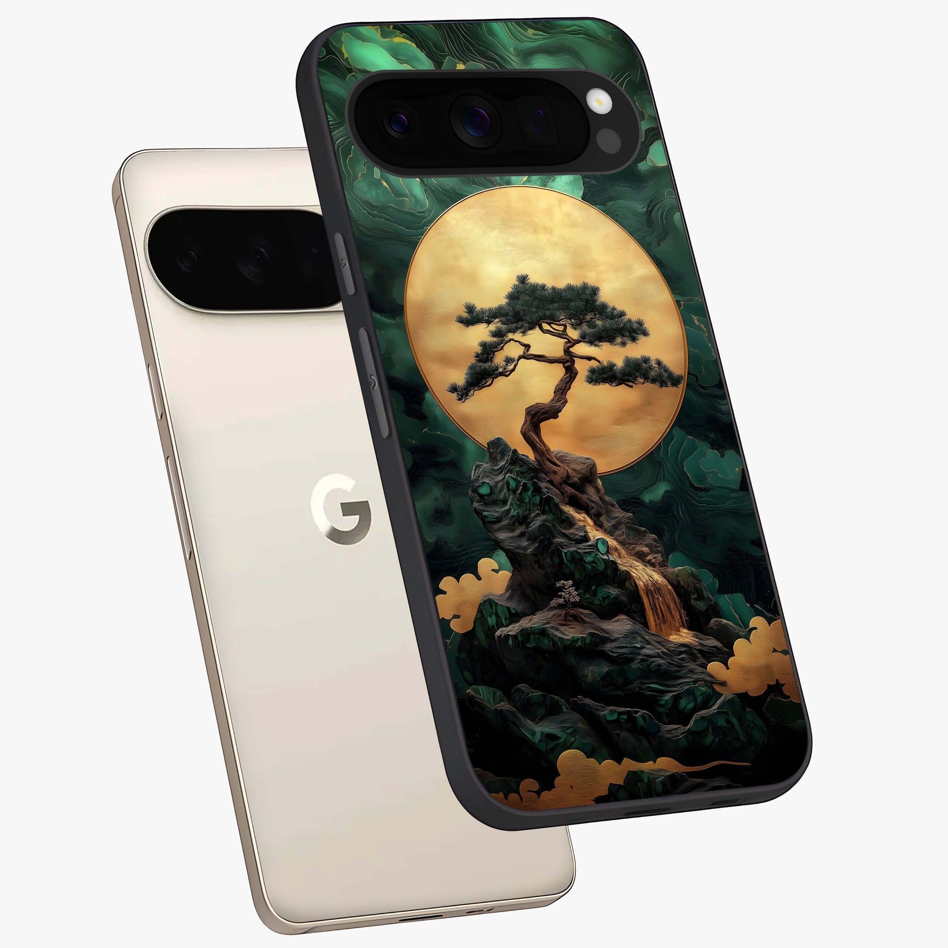 Zen Moon Rise Glass Case displayed in angled mockup highlighting peaceful lunar design with zen aesthetic style.