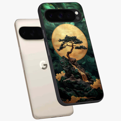 Zen Moon Rise Glass Case displayed in angled mockup highlighting peaceful lunar design with zen aesthetic style.