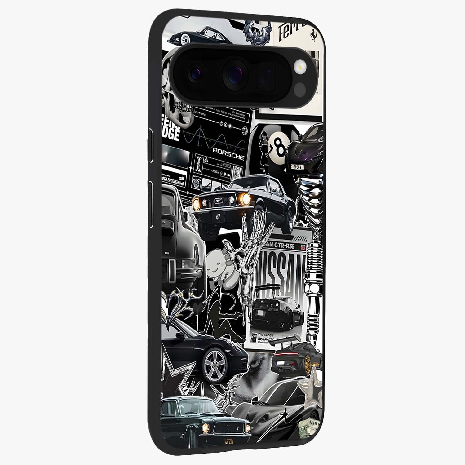 Aesthetic Dark Love Glass Case upright view showcasing dramatic romantic artwork with modern aesthetic style.
