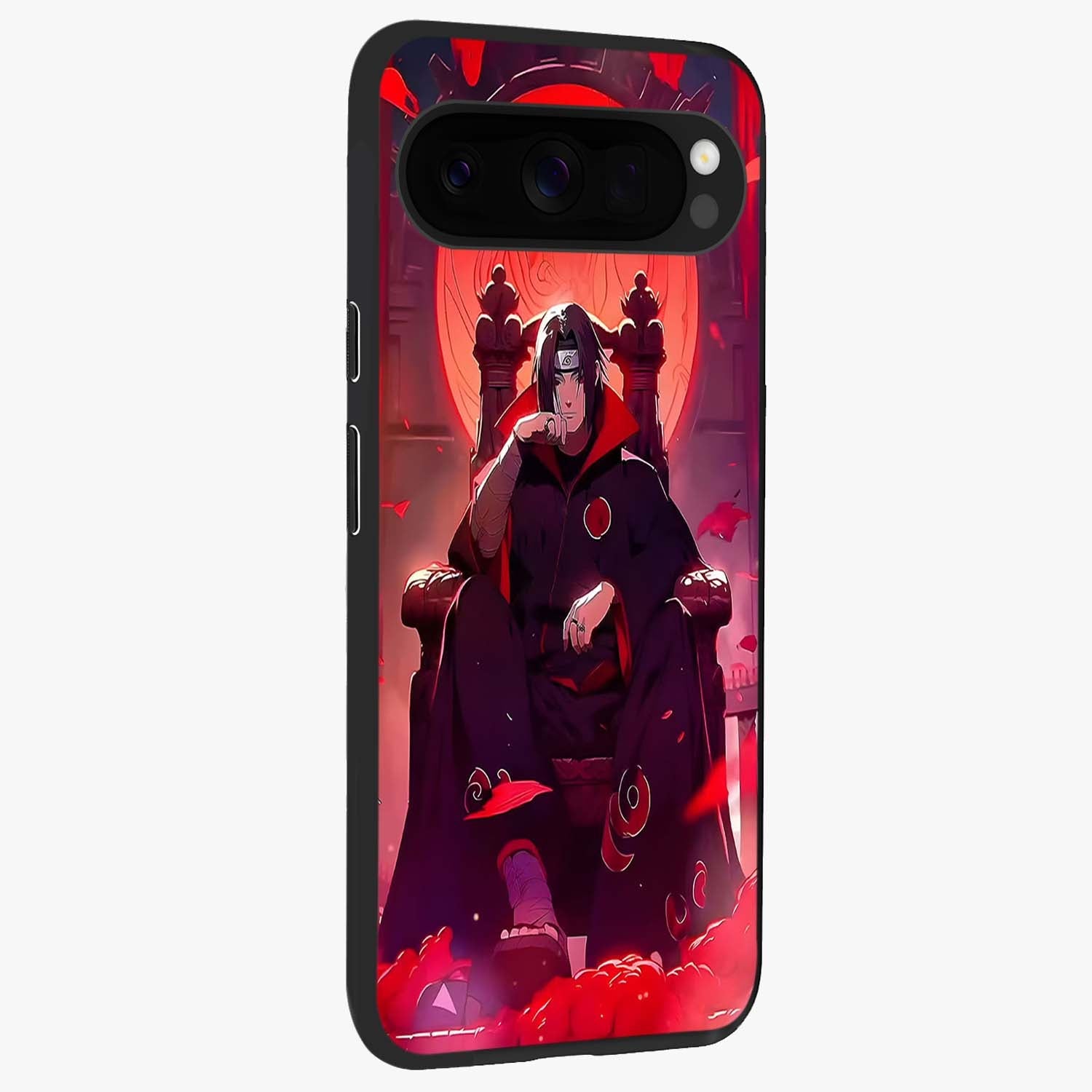 Blood Moon Sovereign Glass Case upright view showcasing powerful moon inspired artwork with cosmic aesthetic style.