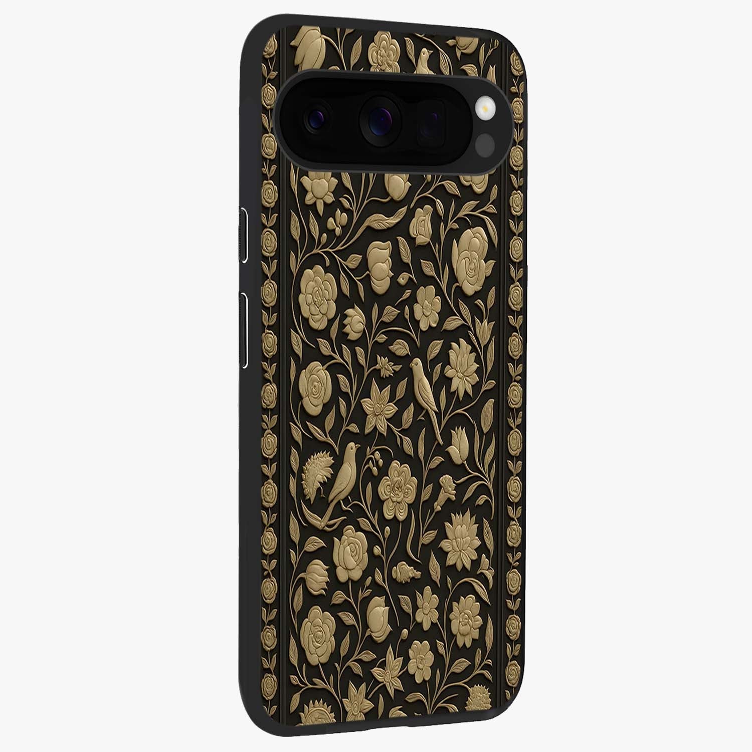 Golden Evil Eye Mandala Glass Case upright view showcasing decorative evil eye mandala artwork with spiritual aesthetic style.