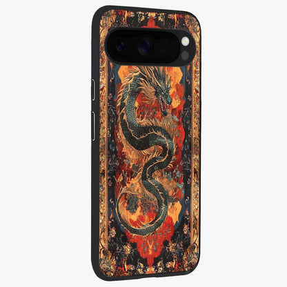 Inferno Dragon Soul Glass Case upright view showcasing intense dragon artwork with fantasy fire theme.