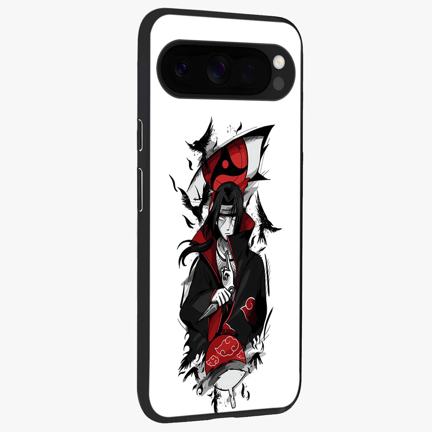 Itachi Limited Edition Naruto Anime Glass Case upright view showcasing intense anime artwork with powerful character theme.