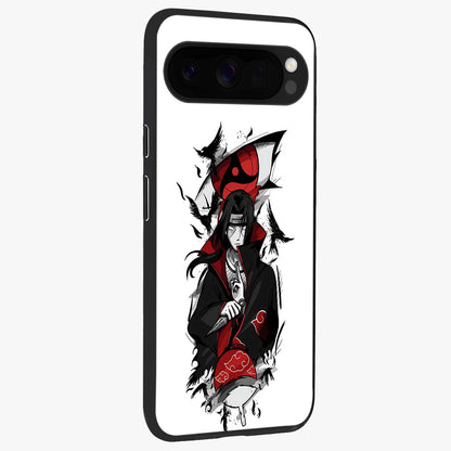 Itachi Limited Edition Naruto Anime Glass Case upright view showcasing intense anime artwork with powerful character theme.