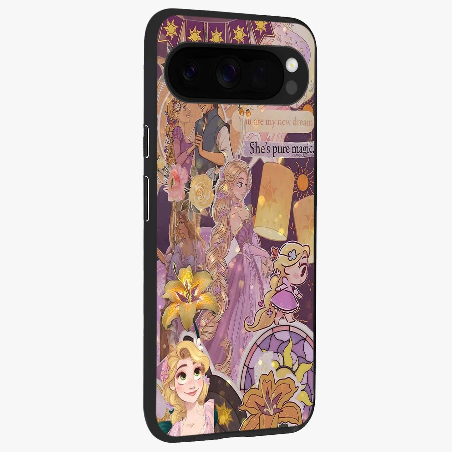 Magical Tangled Dream Glass Case upright view showcasing enchanting artistic artwork with dreamy fantasy theme.