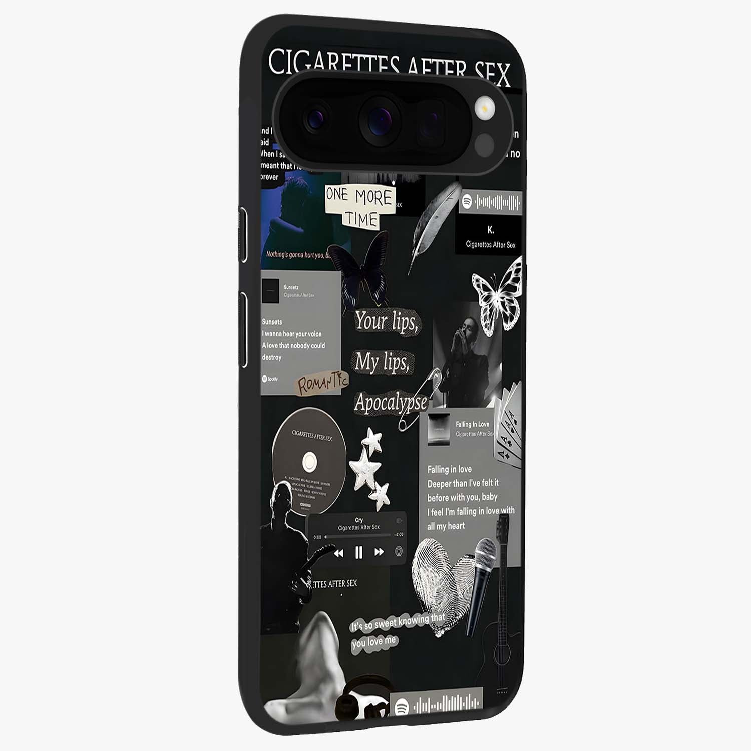 Midnight Love Echo Glass Case upright view showcasing expressive romantic artwork with dreamy midnight theme.